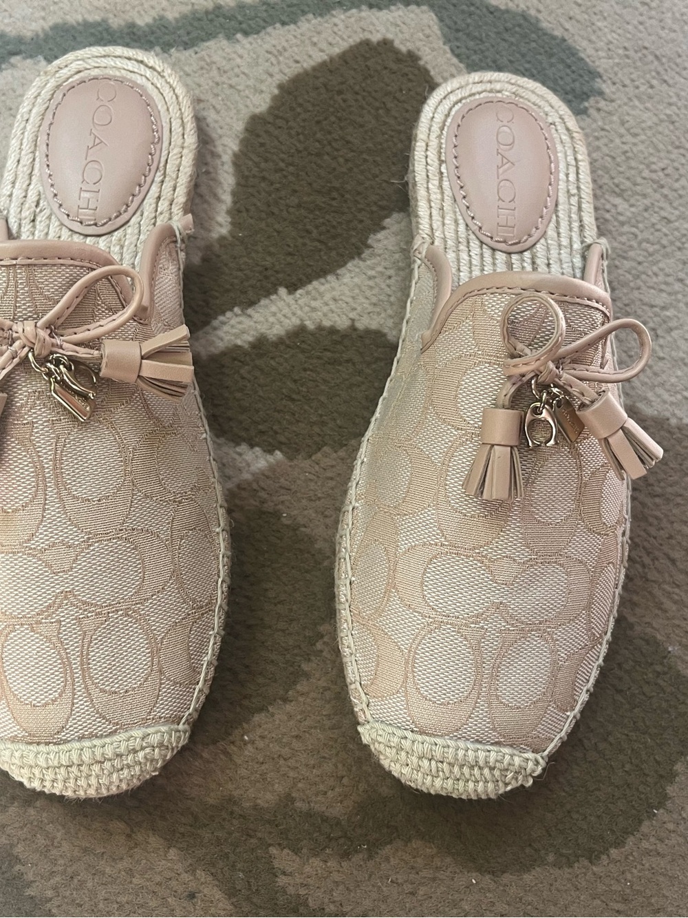 NWOB! Coach Cassidy Espadrille Mule Slide, Champagne, Size 37 IT / 6.5 US - Picture 3 of 5